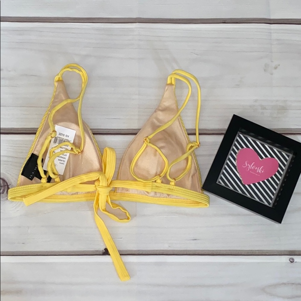 🆕LA Hearts Strappy Triangle Bikini Top - Yellow - Picture 3 of 4